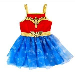 Wonder Woman Kids Costume Dress Girls Size XS 4/5 Red Gold Blue Tulle WW84 Movie